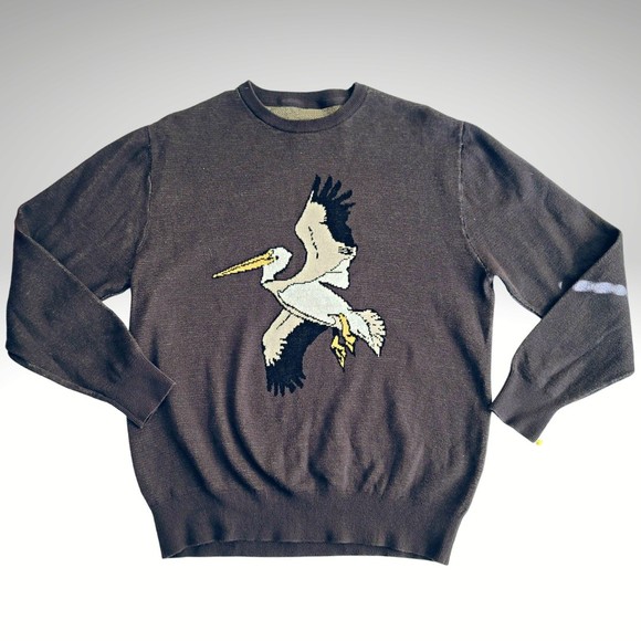 Barney Cools Mens Sweater Medium Brown with Pelican - Picture 1 of 4